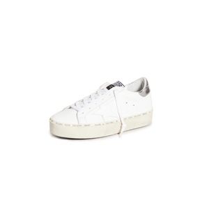 Size 38 Golden Goose Hi Star White Silver Sneakers
